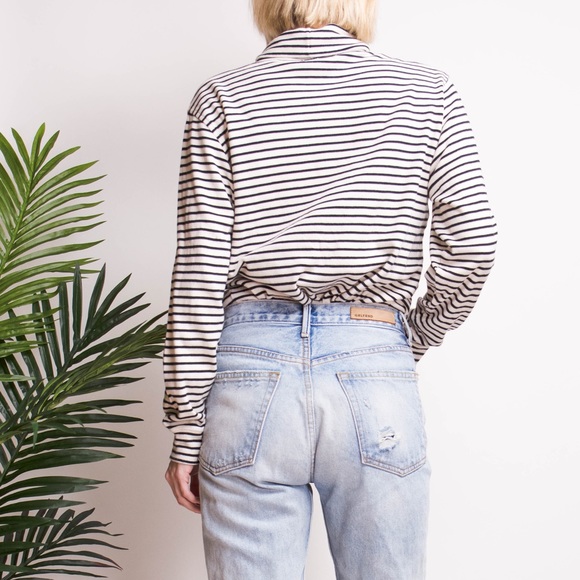 ❌SOLD❌Vintage 90s black + white striped turtleneck - Picture 5 of 8